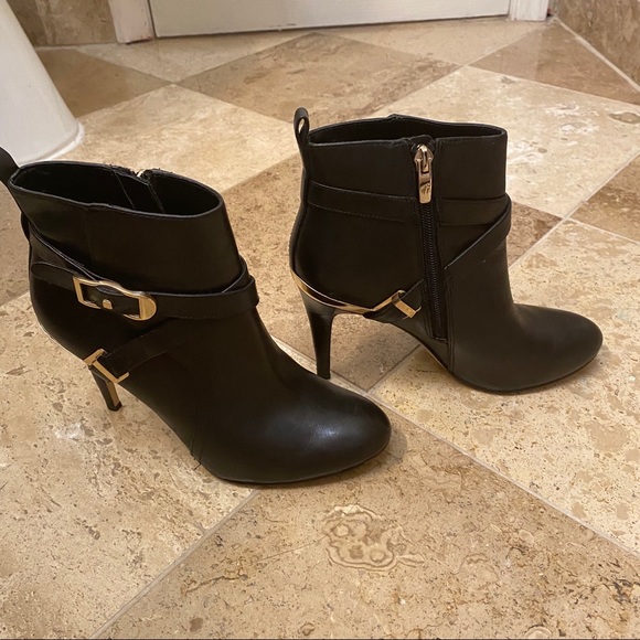 Marc Fisher Leather Booties- Gold Detail & Buckles - Picture 11 of 16